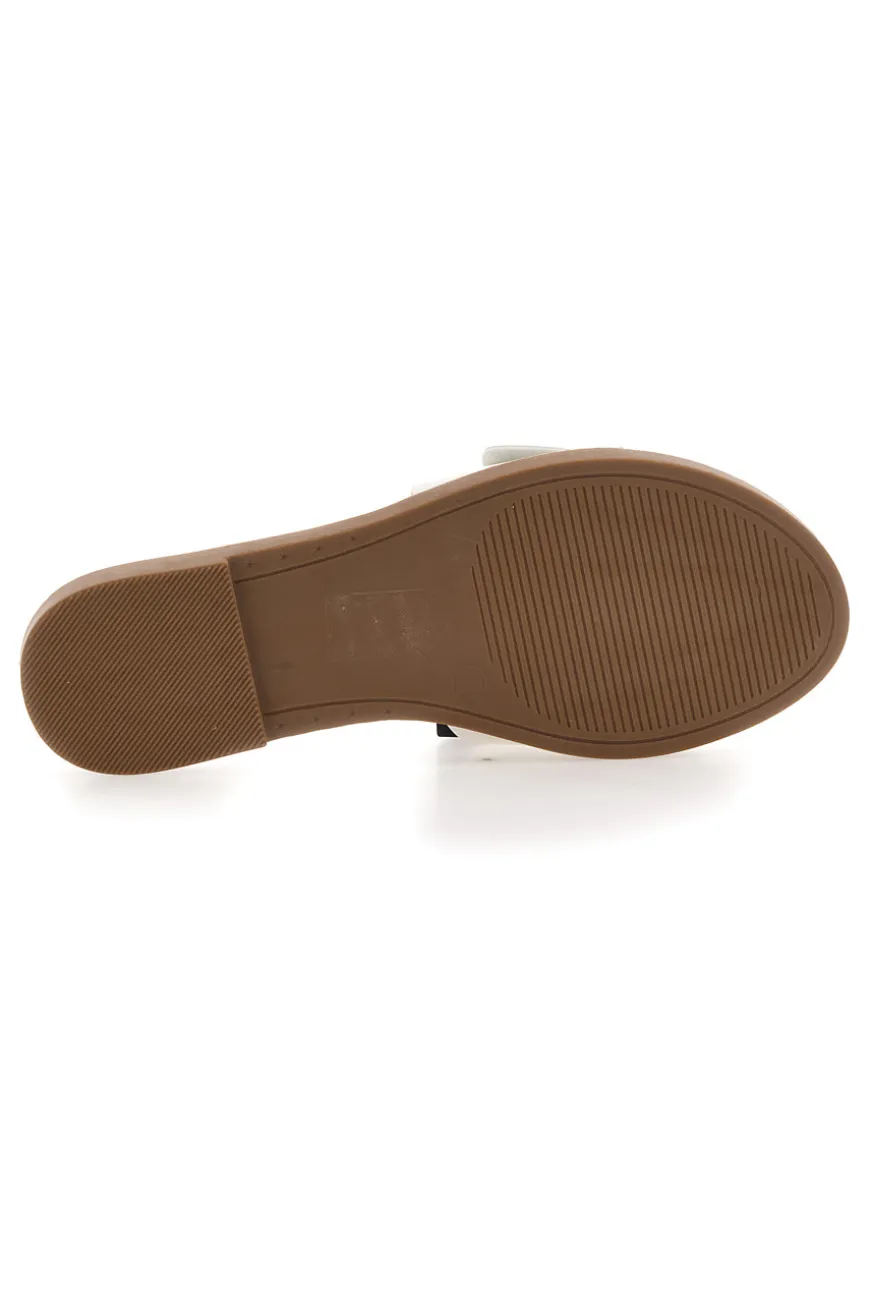 Mon Dieu PREA1330 Damen-Slipper im Minimal-Chic-Stil in Weiß mit Maxi-Schnalle