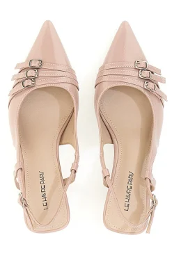 Nude Lack-Effekt Slingback-Pumps mit mittlerem Absatz LE HAVRE PARIS CMJ2405314