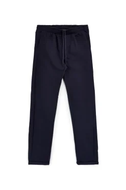 Pantaloni blu tessuto in morbida maglia piqué tinta unita Pittarello tierra PT-M-T-9078