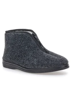Pantofole antracite a stivaletto con zip e interno in pelo Jerpoint CA249