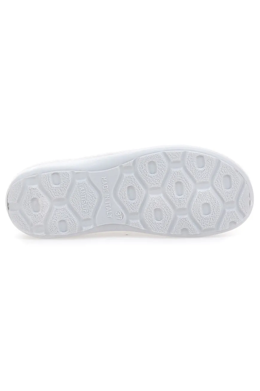 Pantofole Beige in Feltro con Fiorellino Verde e Plantare Estraibile Grazie 3003d