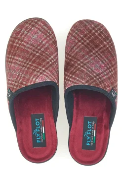 Pantofole bordò a quadri con zeppa comfort Fly Flot 90L70T37NP