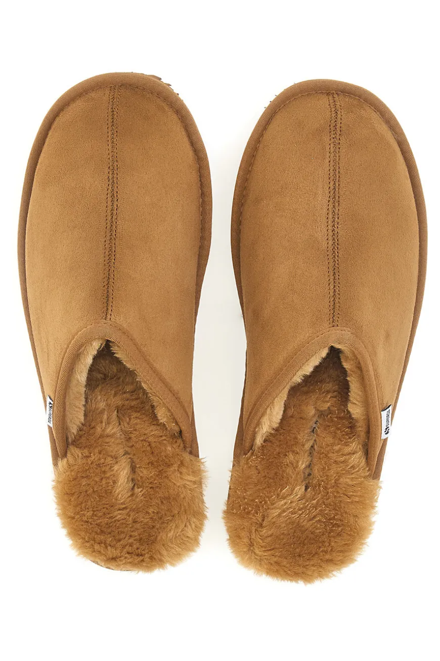 Pantofole color cuoio con interno in pelo e suola antiscivolo Superga S64U876