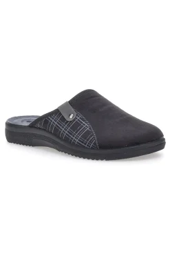 Pantofole nere con inserti a quadri e plantare anatomico Inblu 17 DG