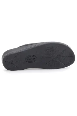 Pantofole nere con ricamo floreale e plantare forato Fly Flot 90630Q512B