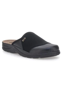 Pantofole nere con suola in vera pelle BIO UP 641