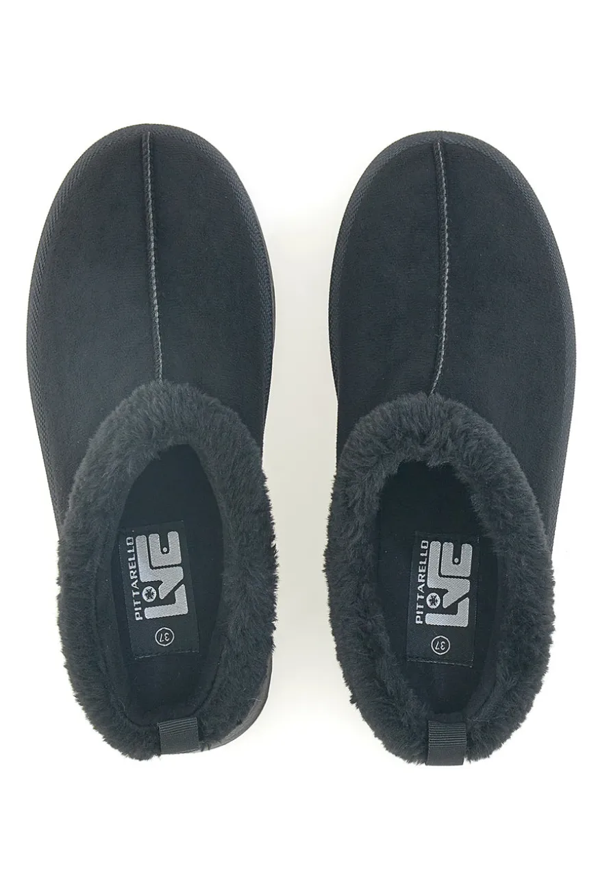 Pantofole Sabot nere con pelo con platform Pittarello Love PK1913A
