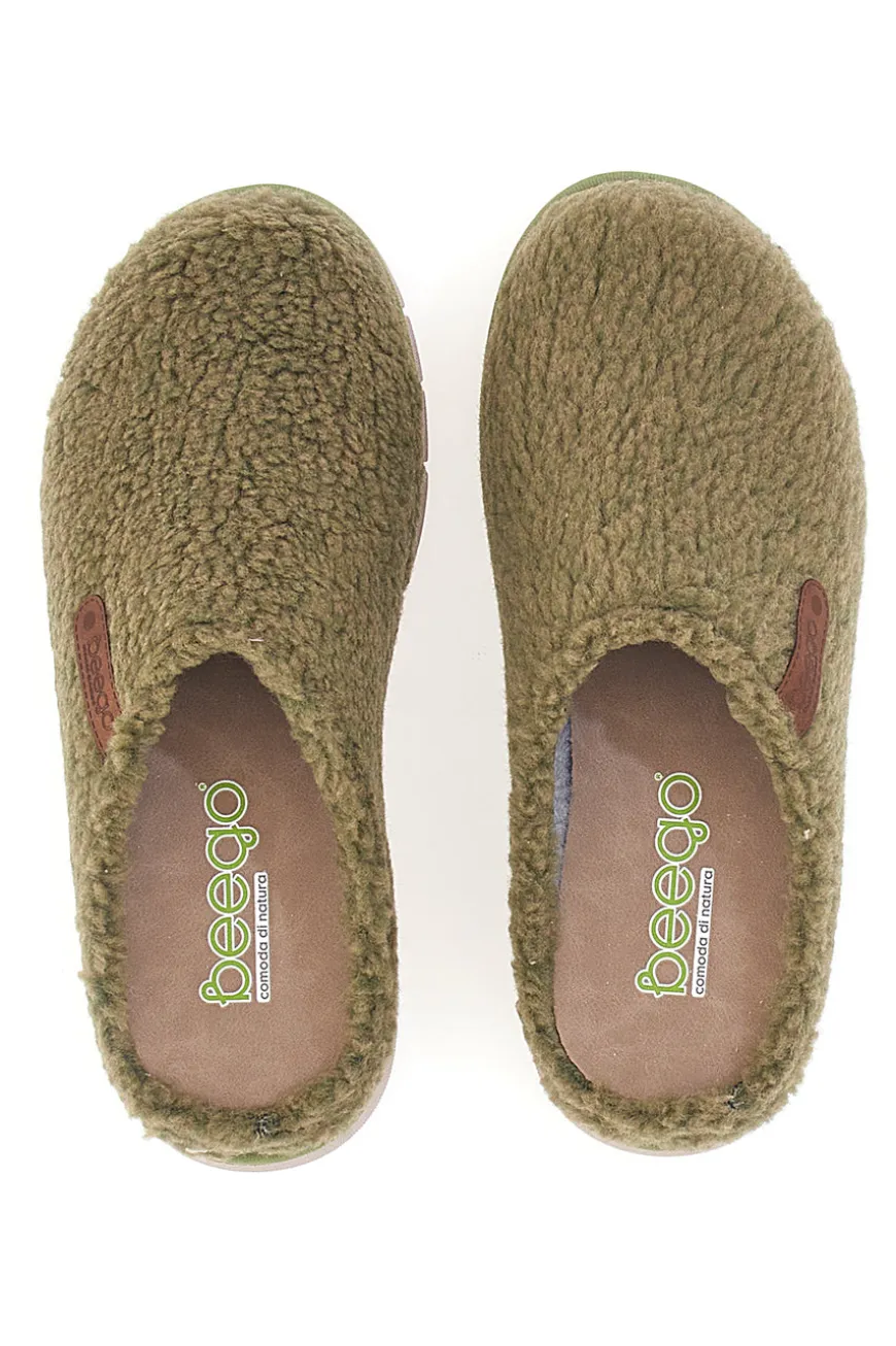 Pantofole teddy verdi Beego 7485