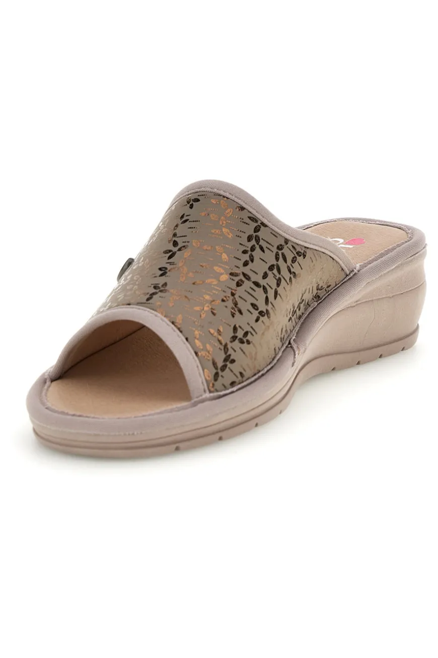 Pantofole Tortora con fascia traforata Linea comoda 7555