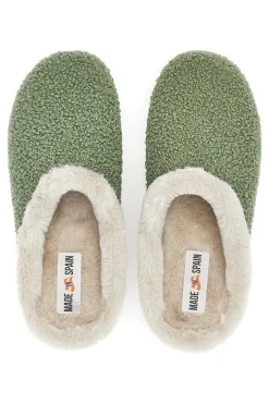 Pantofole verdi in tessuto effetto teddy con interno con pelo Gaia Mania GG549