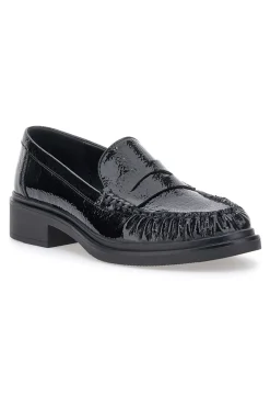 Pittarello BT24321029 Loafer aus schwarzem Lackleder mit niedrigem Absatz