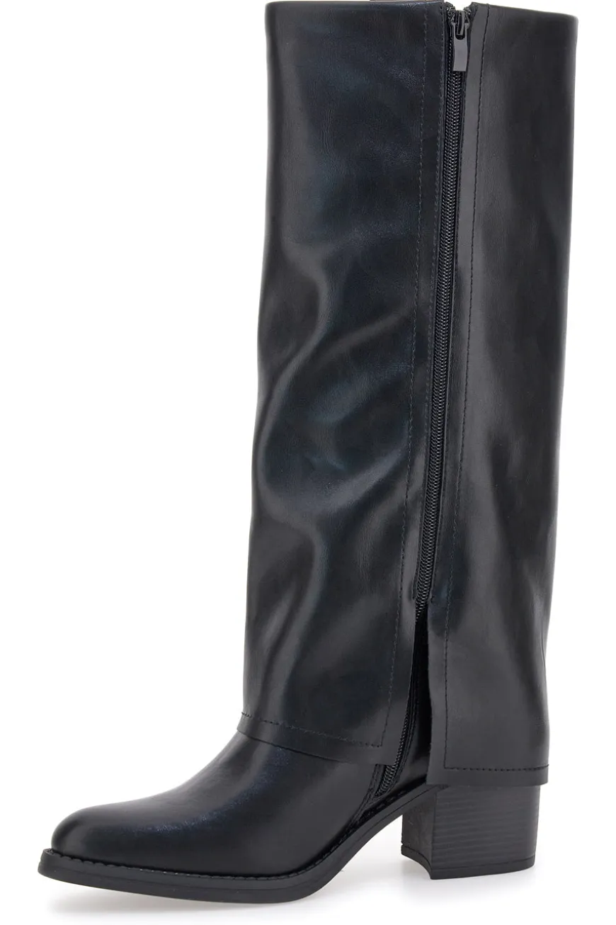 Pittarello Capsule BT24186024A schwarze Stiefel mit mittelhohem Absatz und quadratischer Zehenpartie