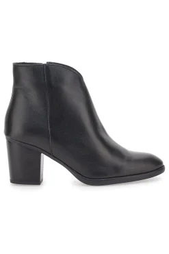 Pittarello Glam 4566400 Schwarze Lederstiefeletten mit mittelhohem Absatz