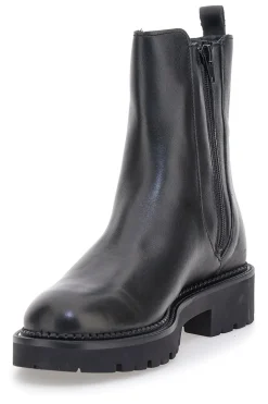 Pittarello Glam 6436675 schwarze Stiefeletten aus echtem Leder mit Profilsohle