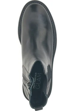 Pittarello Glam 6436675 schwarze Stiefeletten aus echtem Leder mit Profilsohle