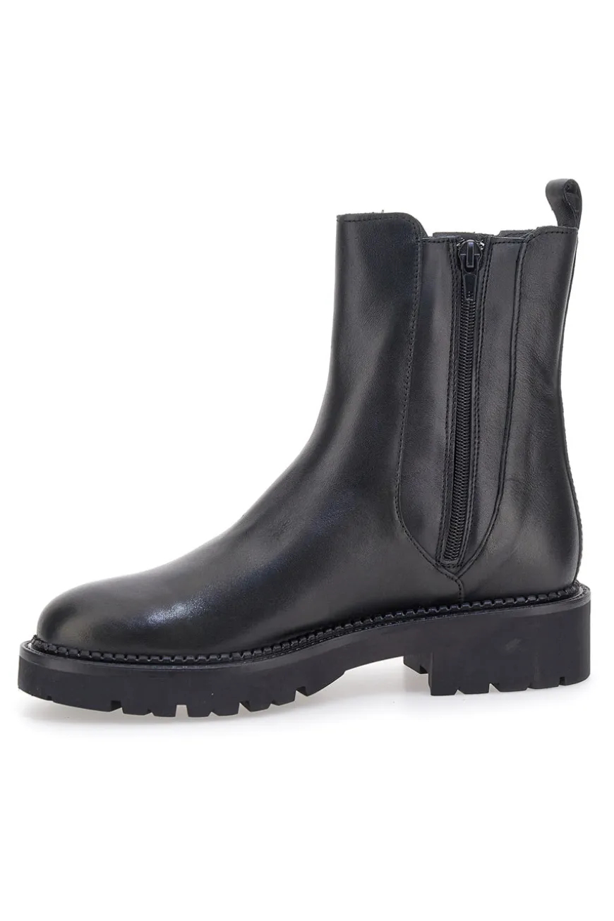 Pittarello Glam 6436675 schwarze Stiefeletten aus echtem Leder mit Profilsohle