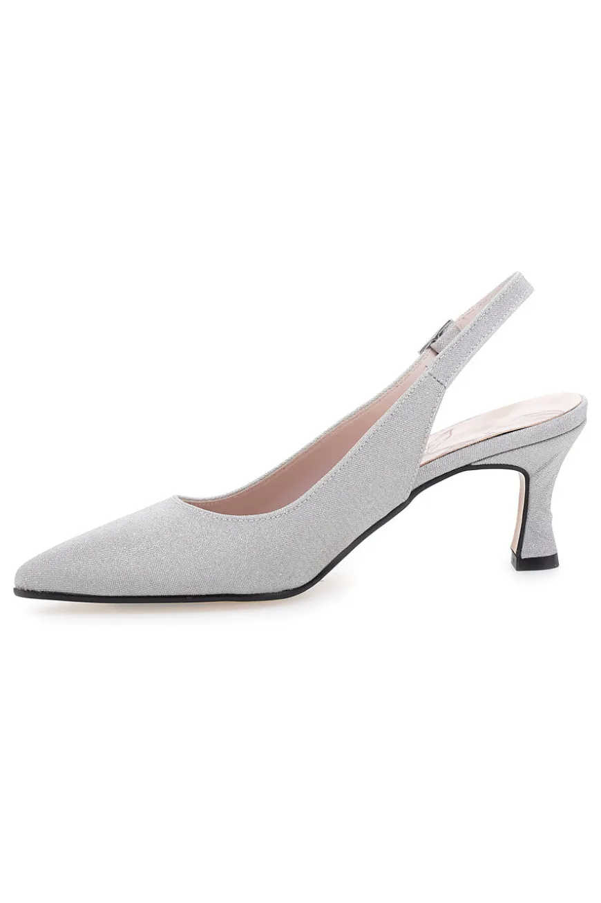 Pittarello Romantic 54366 silberne Glitzer-Slingback-Pumps