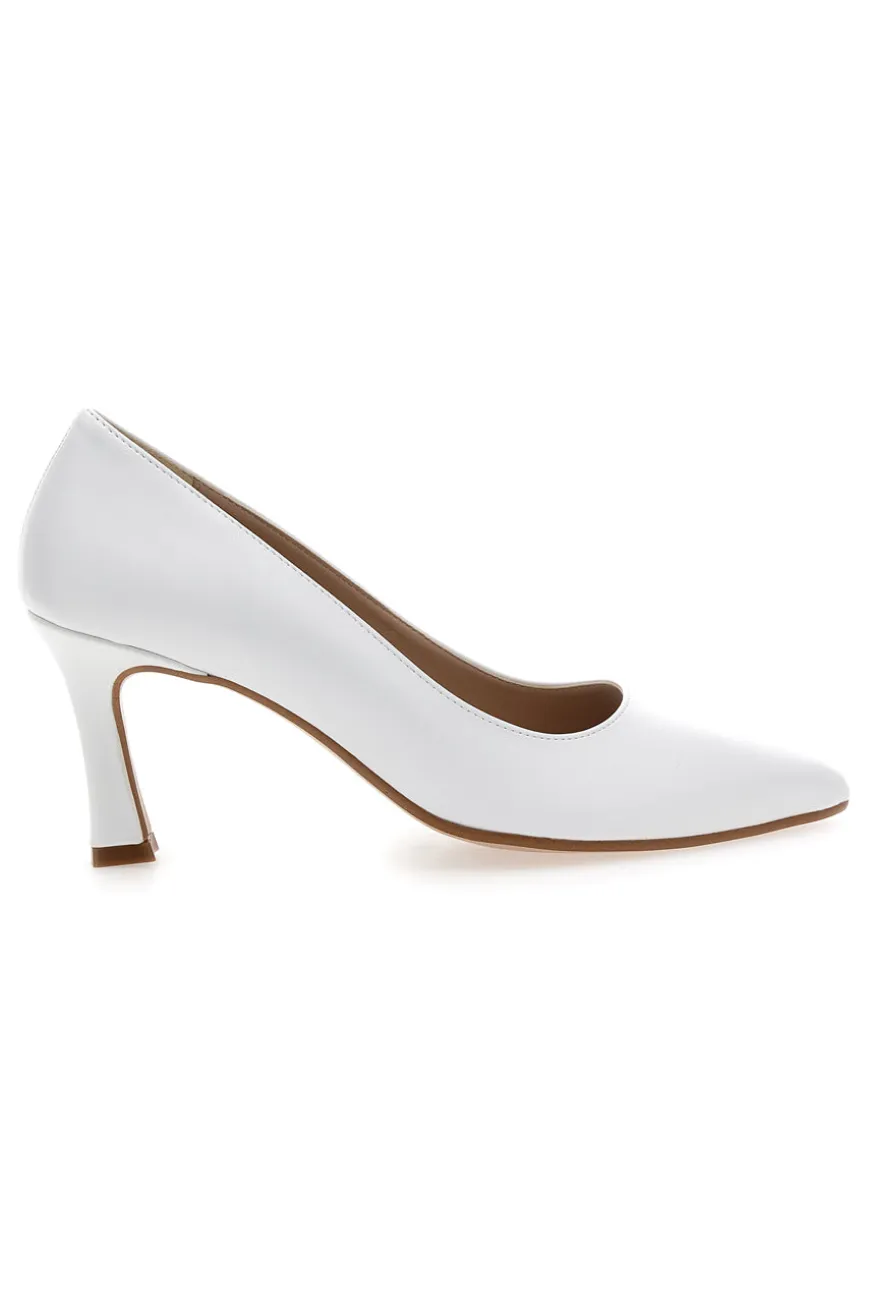 Pittarello Vera 7053 weiße Pumps mit Spool-Absatz