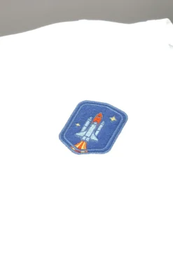Pitt Kids Weißes T-Shirt mit aufgestickter Rakete PT-BT-05026