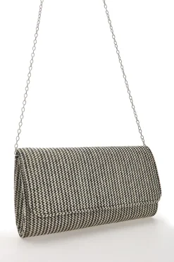 Pochette Effetto Paglia Intrecciata Bianca e Nera COVERI COLLECTION 0149-H