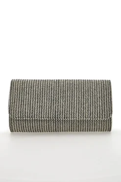 Pochette Effetto Paglia Intrecciata Bianca e Nera COVERI COLLECTION 0149-H