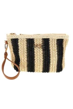 Pochette mare beige e nera a righe Basile BA27411