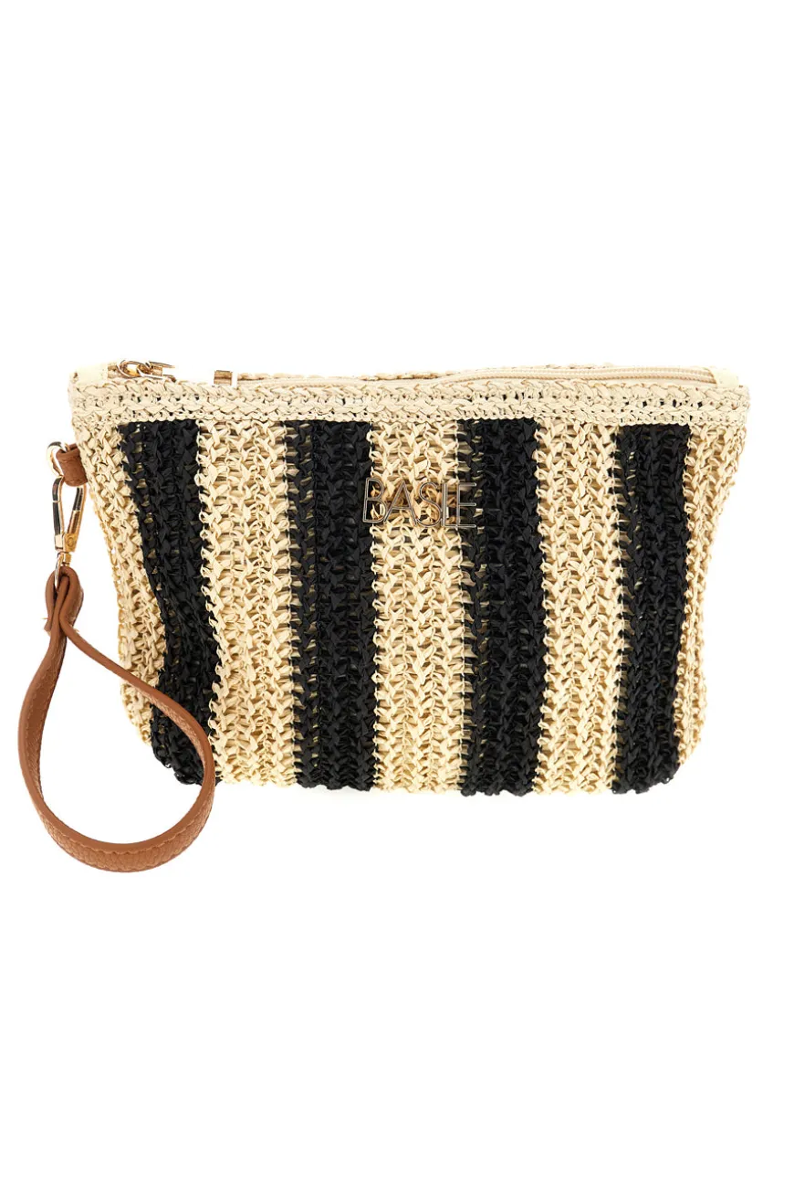 Pochette mare beige e nera a righe Basile BA27411