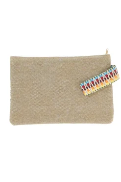 Pochette mare multicolore in tessuto naturale con fantasia etnica Basile 22102