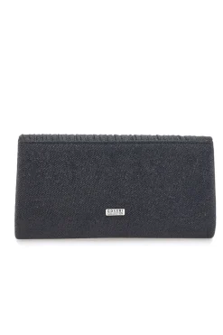 Pochette Nera Effetto Brillantinato con Calamita e Tracolla Rimovibile COVERI COLLECTION 0149-F
