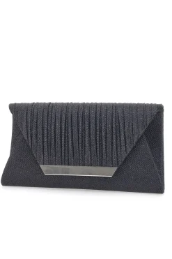 Pochette Nera Effetto Brillantinato con Calamita e Tracolla Rimovibile COVERI COLLECTION 0149-F