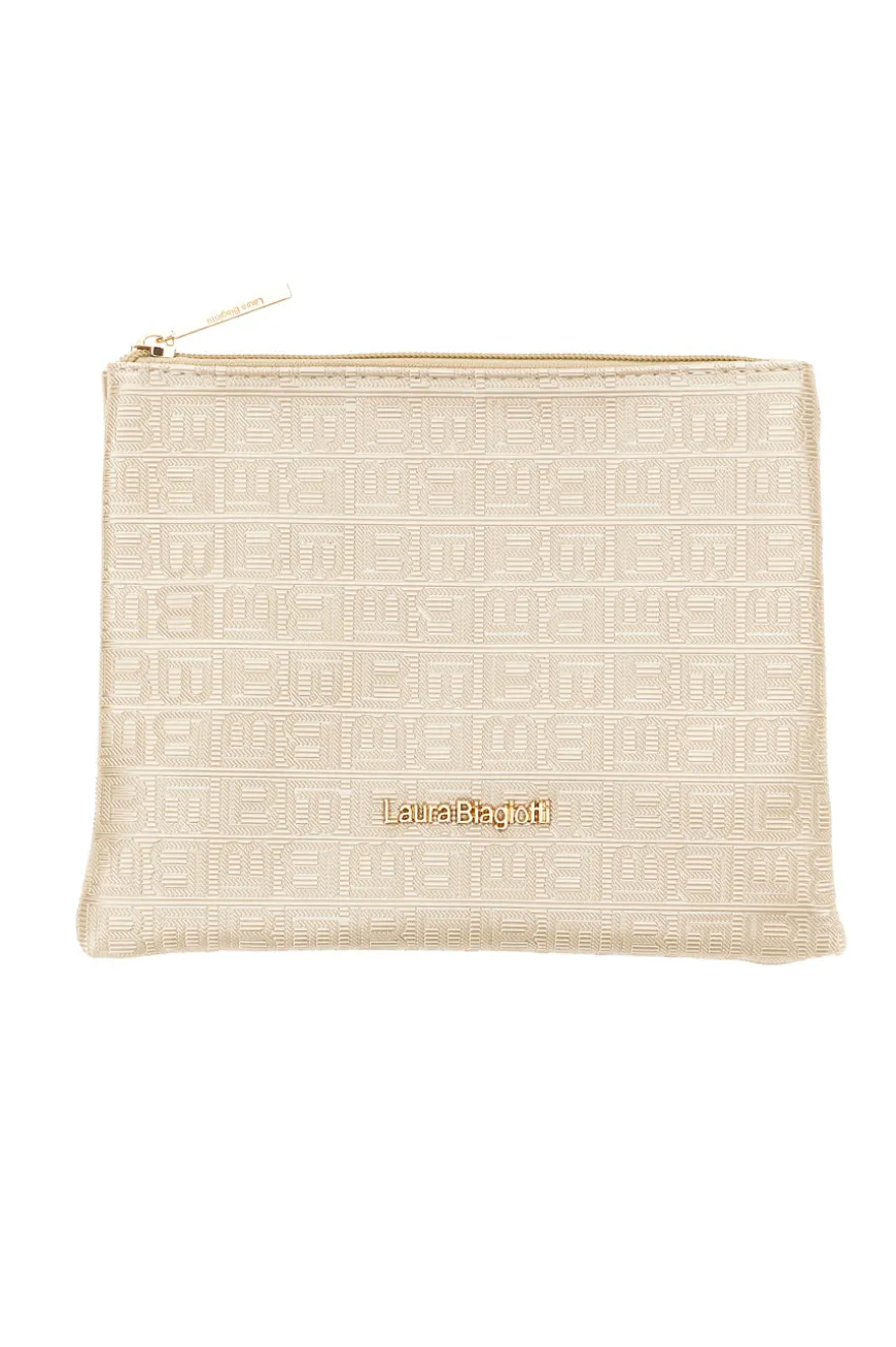 Pochette Oro con Monogramma in Rilievo e Chiusura a Zip Laura Biagiotti LB26S-284-1/G
