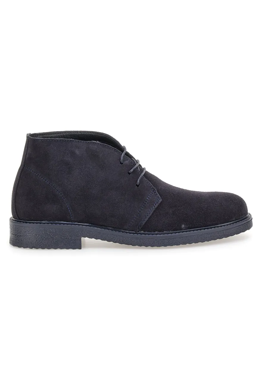 Polacchine blu in pelle scamosciata con suola in gomma Pittarello Focus 550