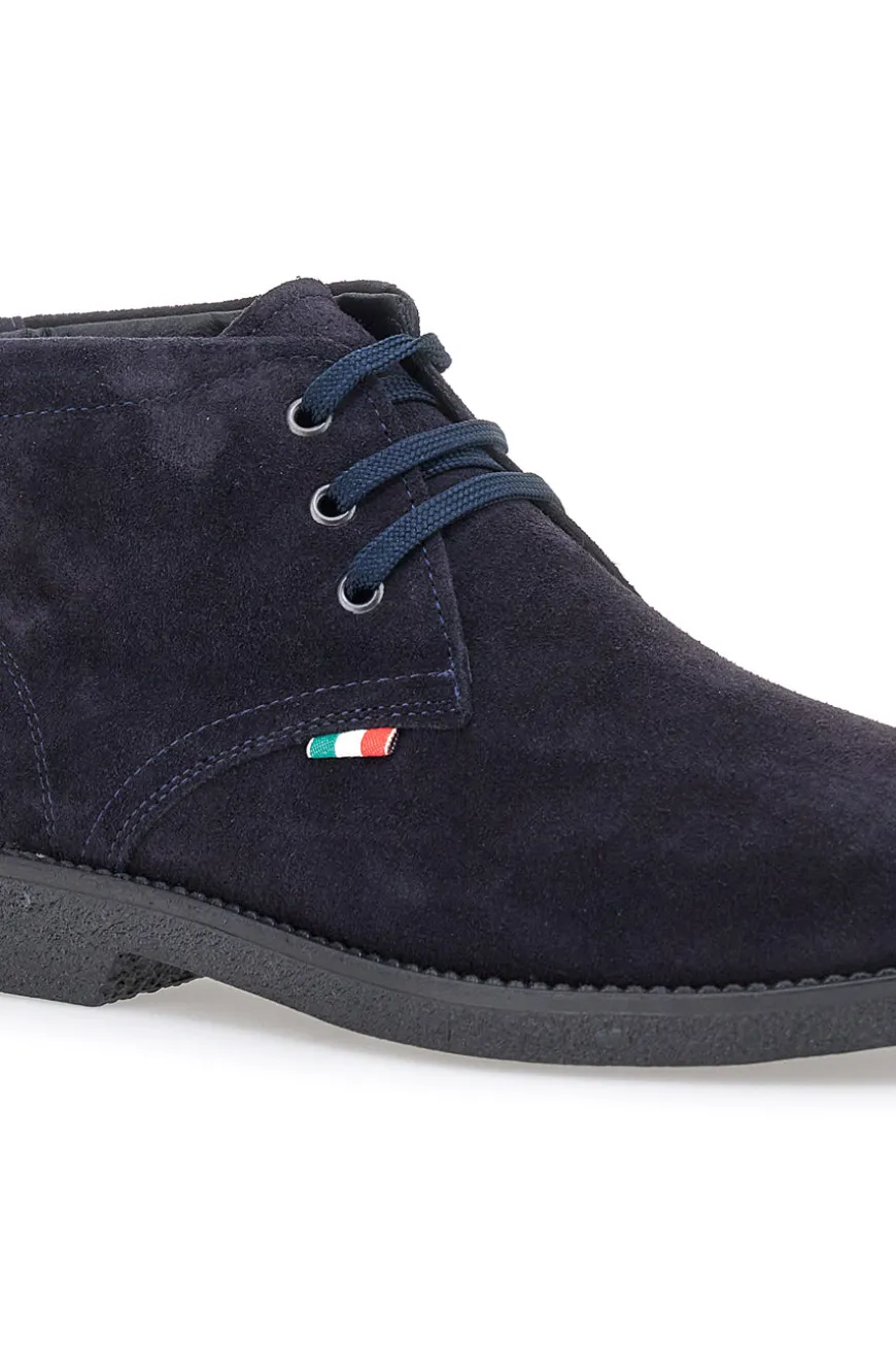Polacchini blu in camoscio con bandierina tricolore Pittarello 2810