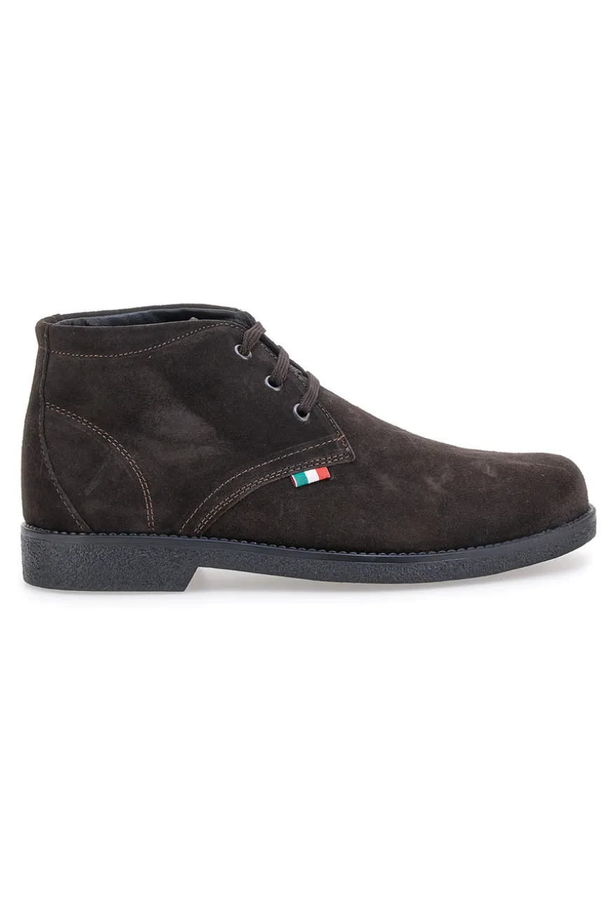 Polacchini marroni in camoscio con bandierina tricolore Pittarello 2810