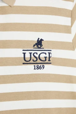 Polo beige e bianca a righe 100% cotone U.s. grand polo US61505M