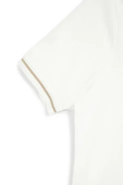 Polo Bianca con Collo Coreana e Profili Beige U.S.Grand Polo US61506M
