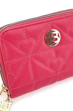 Portafoglio fucsia con impunture a cuore e doppia zip Laura Biagiotti LB25W-502-006