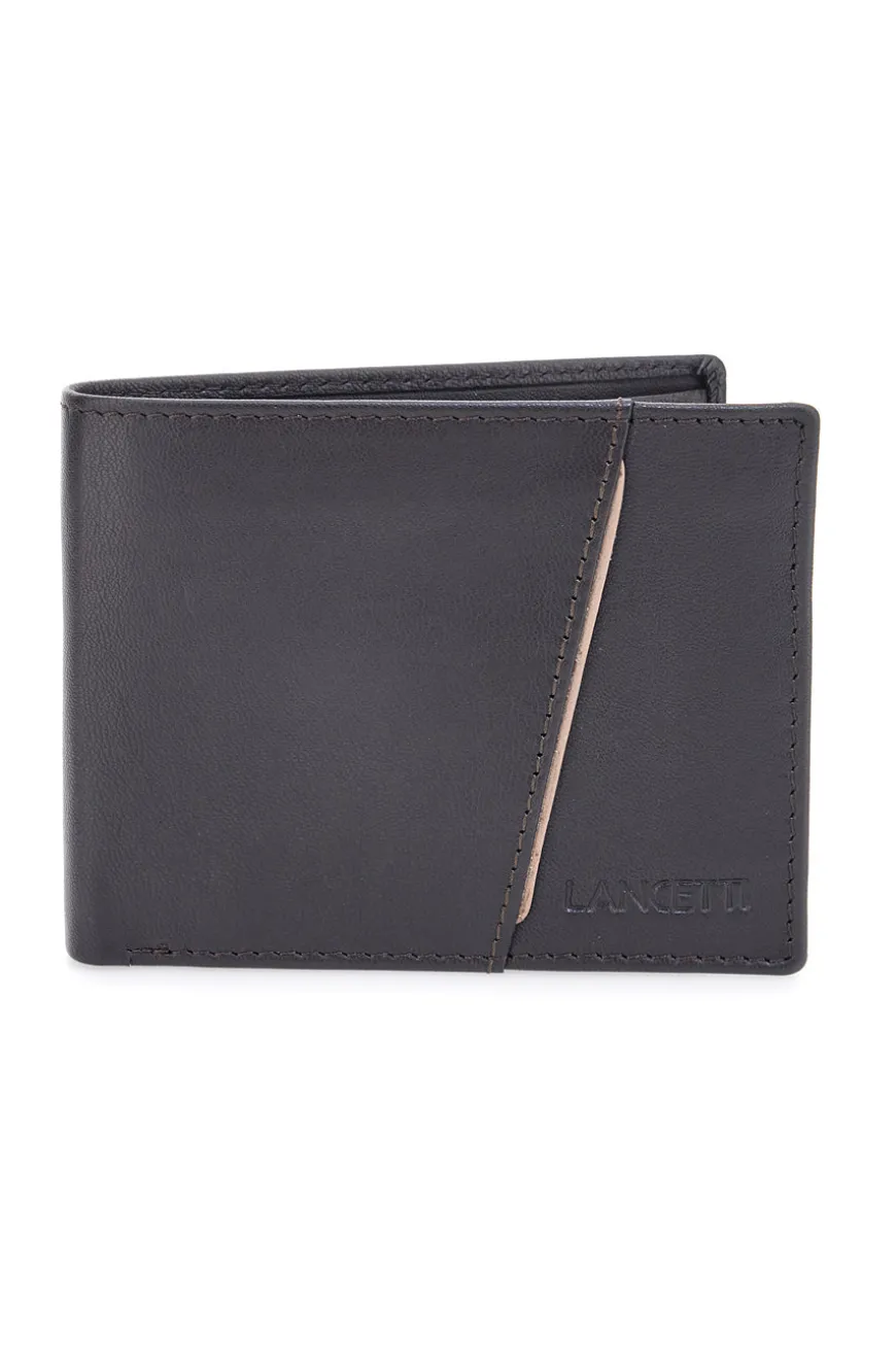 Portafoglio marrone con inserto a contrasto Lancetti LL25W-767-52