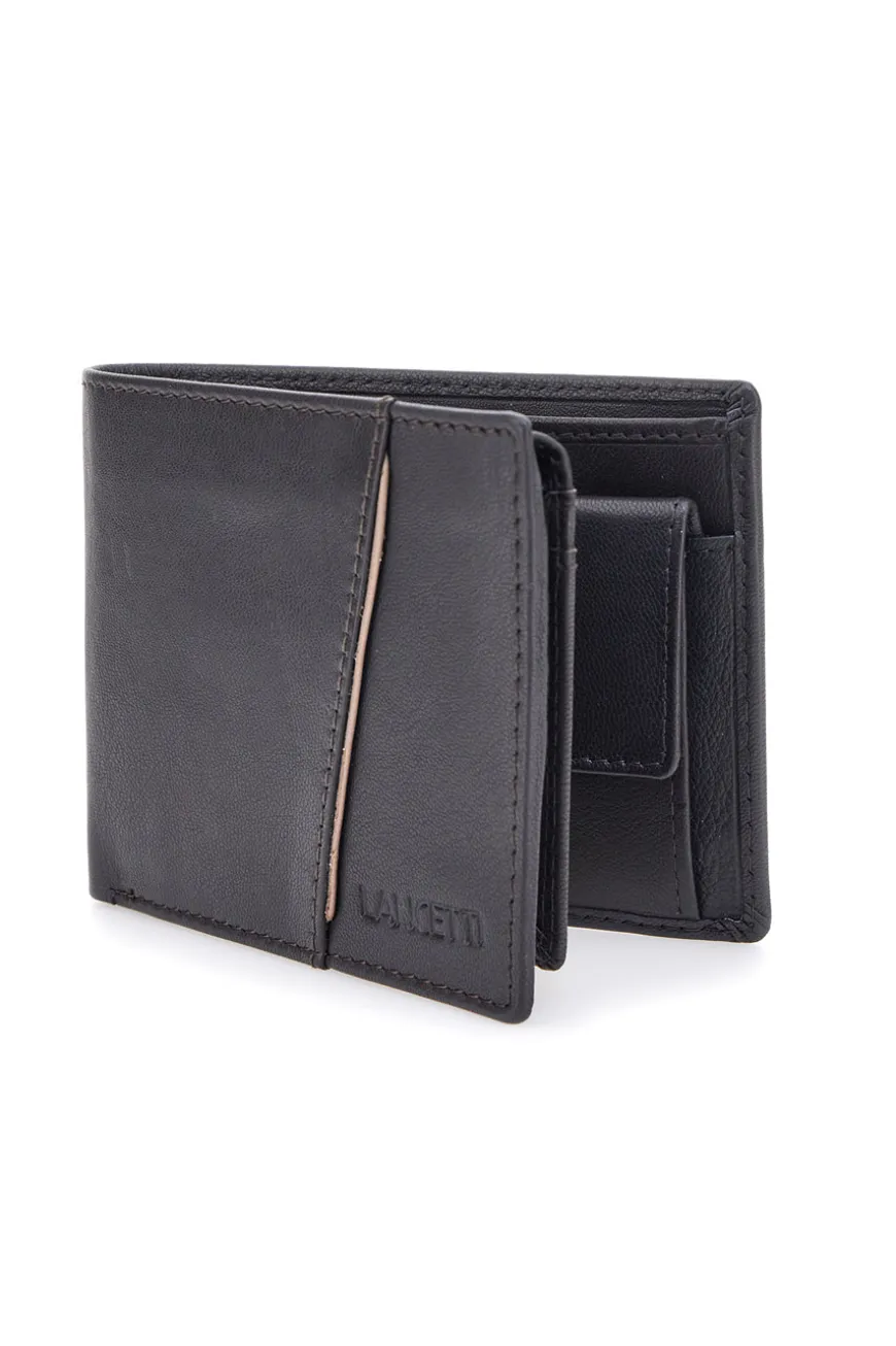 Portafoglio marrone con inserto a contrasto Lancetti LL25W-767-52