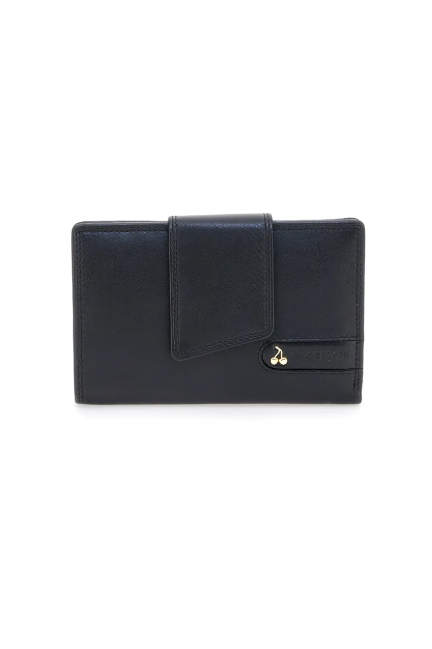 Portafoglio nero con zip portamonete in vera pelle Naj-Oleari 2036/RW3