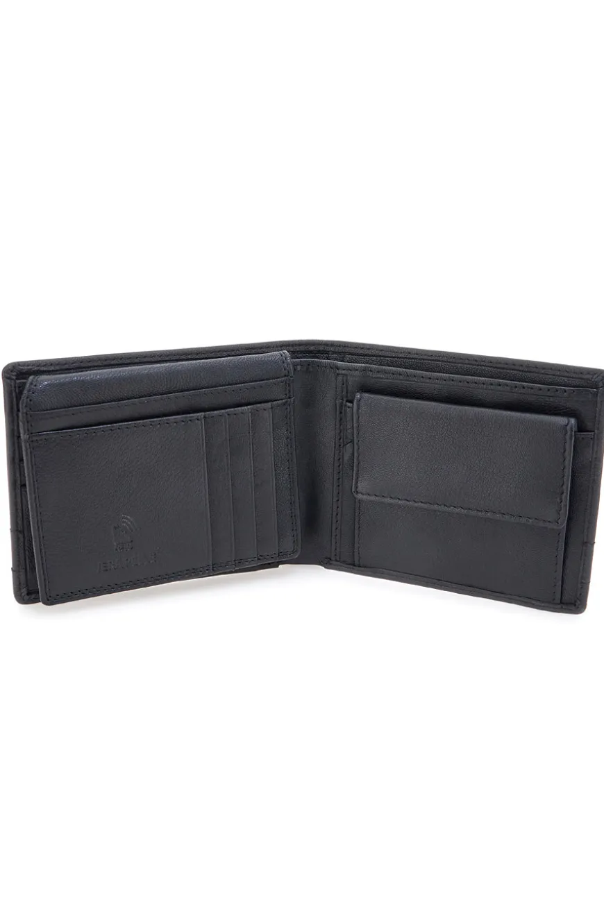 Portafoglio nero in vera pelle con protezione RFID Lancetti LL25W-768-04
