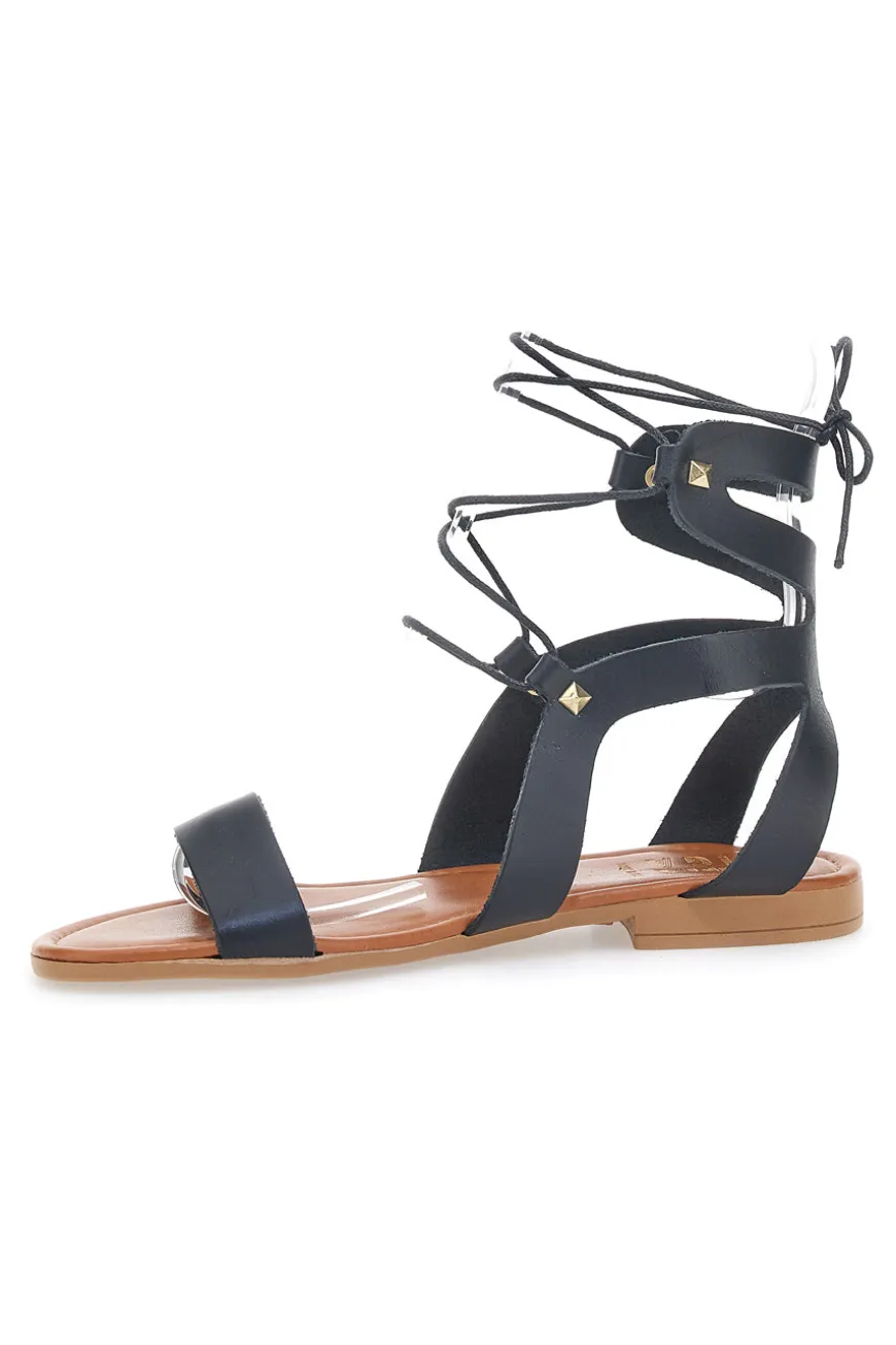 Prima Riga 402 Schnürsandalen Schwarz