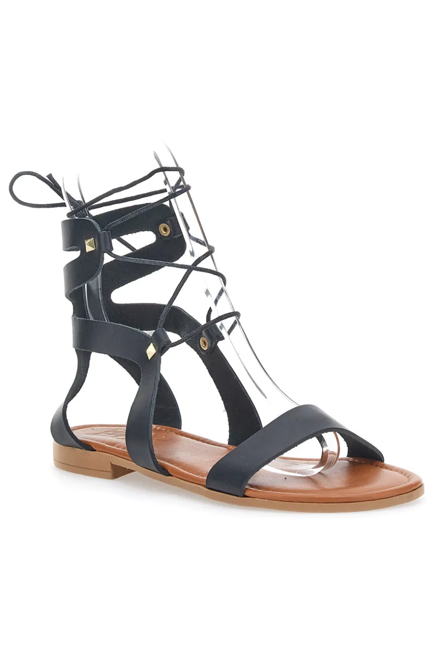 Prima Riga 402 Schnürsandalen Schwarz