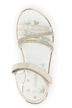 Puderfarbene Sandalen mit hellem Band und Riemen Thank you girl 15101