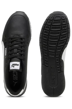 Puma ST Runner v4 L – Schwarze Ledersneaker mit weißem Logo