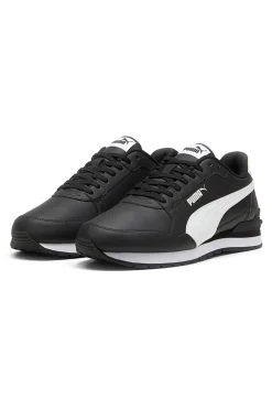 Puma ST Runner v4 L – Schwarze Ledersneaker mit weißem Logo