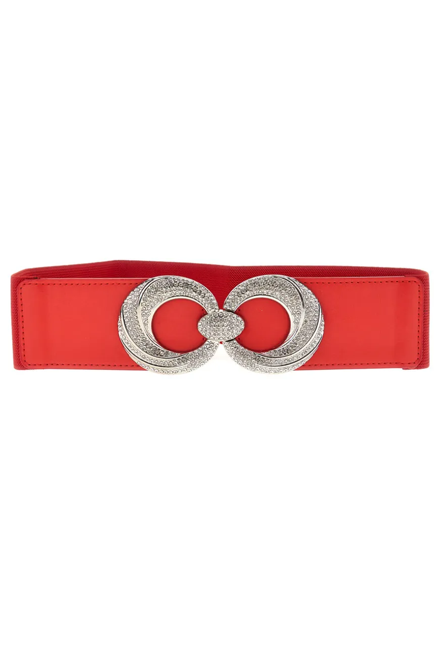 Roter elastischer Gürtel mit Juwelenschnalle First Lady WIS 8
