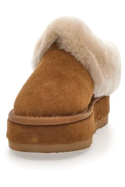 Sabot Camel Con Pelo Suola Flatform Mon Dieu WD90010