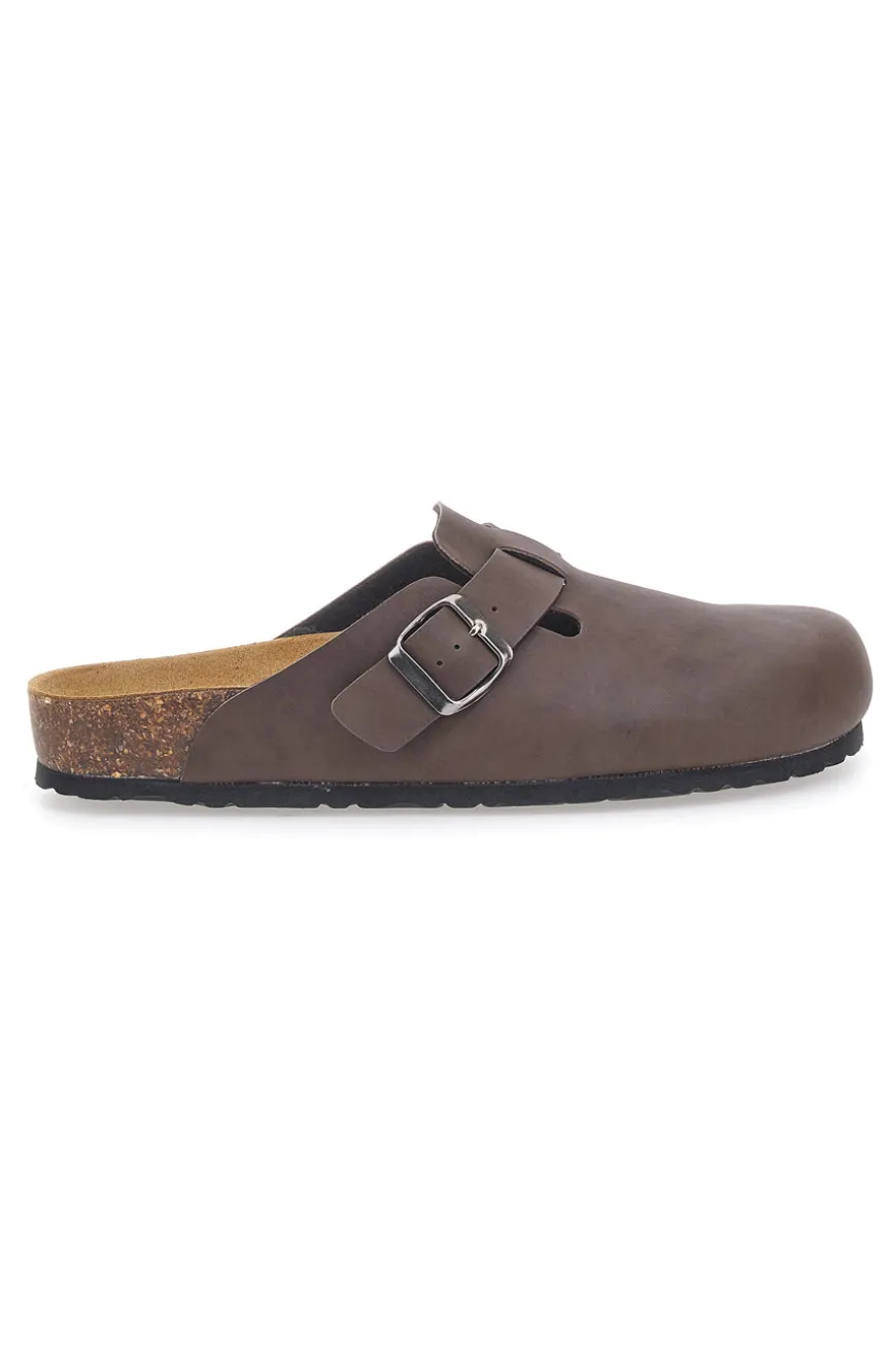 Sabot marrone con fibbia e sottopiede in pelle Biomodex 32950