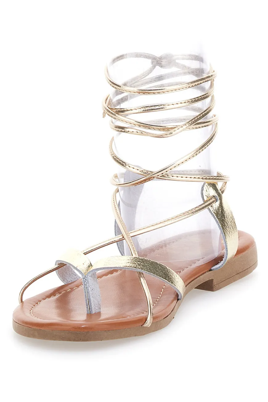 Sandali alla Schiava in Vera Pelle color Platino PRIMA RIGA 711